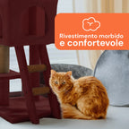 Tiragraffi per gatti da 92 cm con cuccia, scaletta e giochi