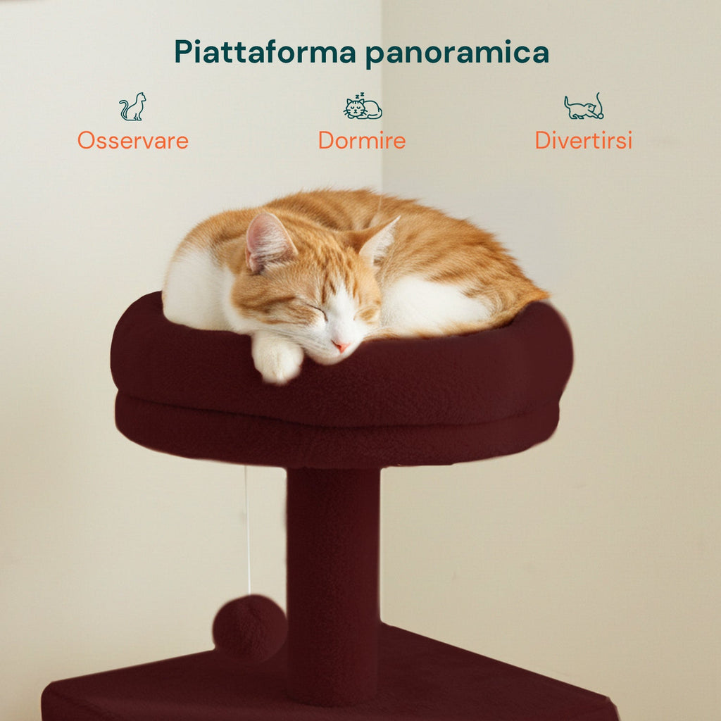 Tiragraffi per gatti da 92 cm con cuccia, scaletta e giochi