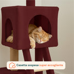 Tiragraffi per gatti da 92 cm con cuccia, scaletta e giochi