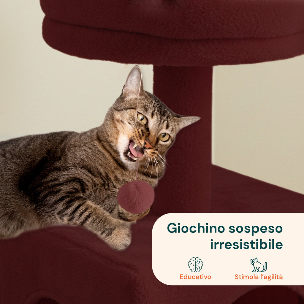 Tiragraffi per gatti da 92 cm con cuccia, scaletta e giochi