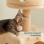 Tiragraffi per gatti da 92 cm con cuccia, scaletta e giochi