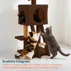Tiragraffi per gatti da 92 cm con cuccia, scaletta e giochi