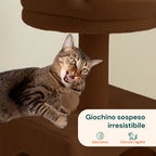 Tiragraffi per gatti da 92 cm con cuccia, scaletta e giochi