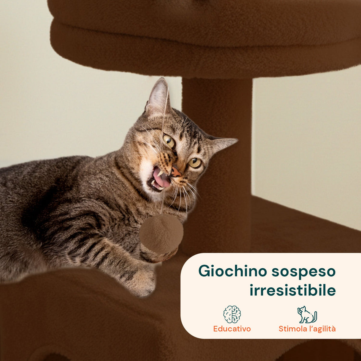 Tiragraffi per gatti da 92 cm con cuccia, scaletta e giochi
