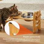 Doppia ciotola rialzata regolabile da 250 ml per cani e gatti con 3 altezze