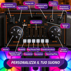 Cassa Bluetooth Karaoke XL 90 cm 800W con LED RGB e 2 microfoni wireless inclusi