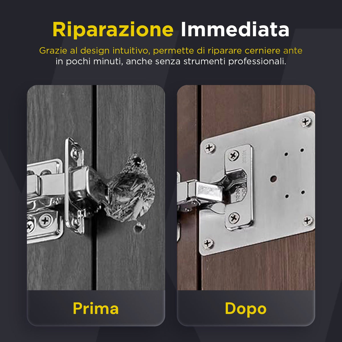 Set 16 Staffe in Acciaio Inox – Riparazione Cerniere e Mobili