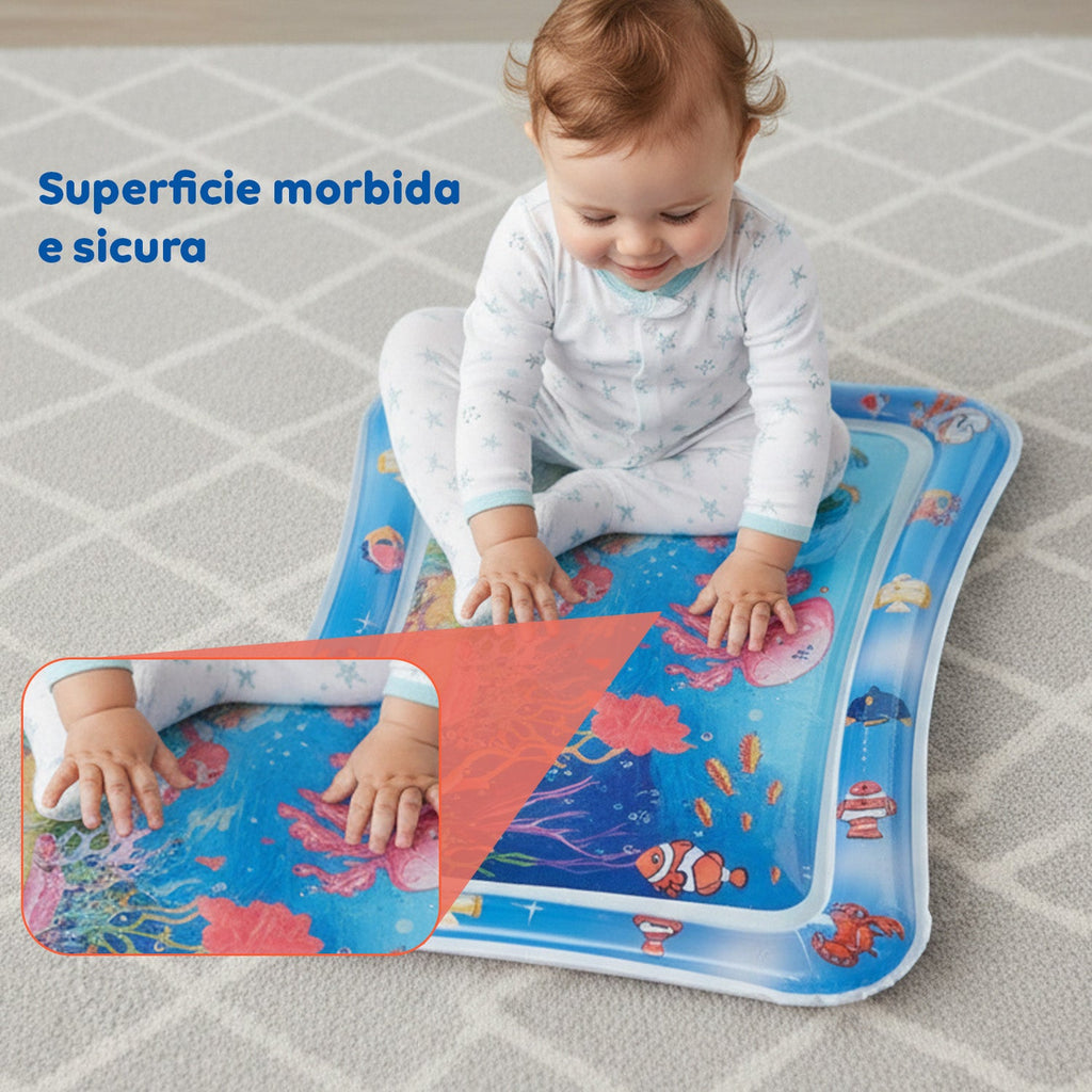 Materassino Acqua Sensoriale Baby con 6 Giochi Galleggianti in PVC