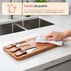 Set di 3 utensili per degustazione formaggi con tagliere in legno d'acacia