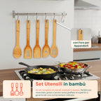 Set Taglieri in Bamboo – 3 Taglieri + 5 Utensili da Cucina Inclusi