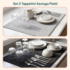 Scolapiatti in Poliestere e Spugna – Set 2 Tappetini Assorbenti per Casa e Cucina