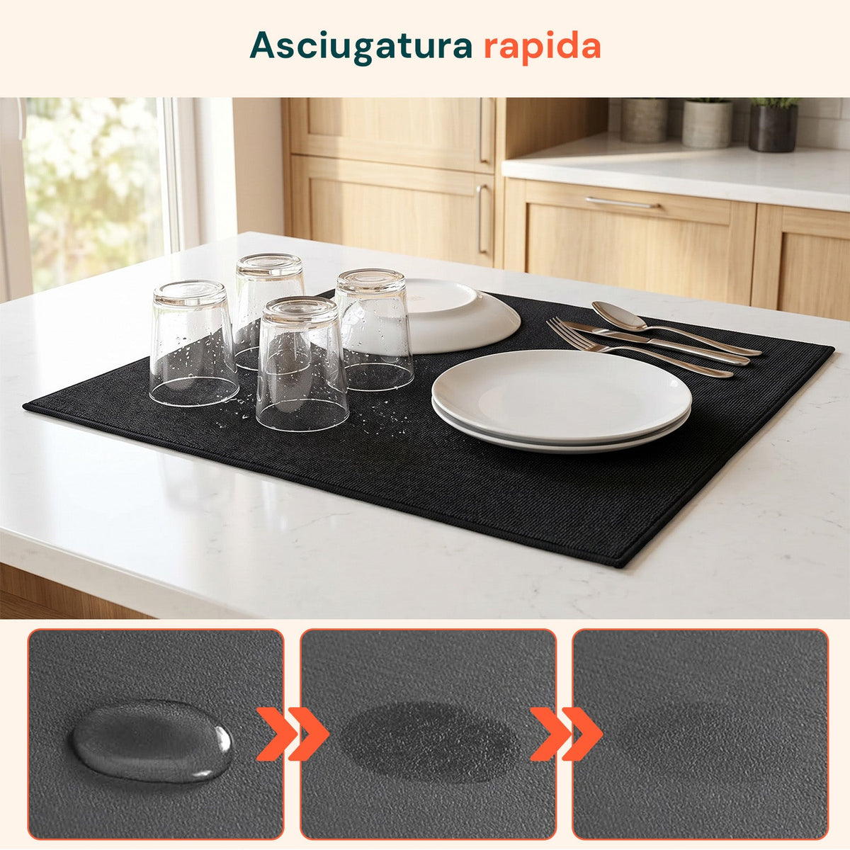 Scolapiatti in Poliestere e Spugna – Set 2 Tappetini Assorbenti per Casa e Cucina
