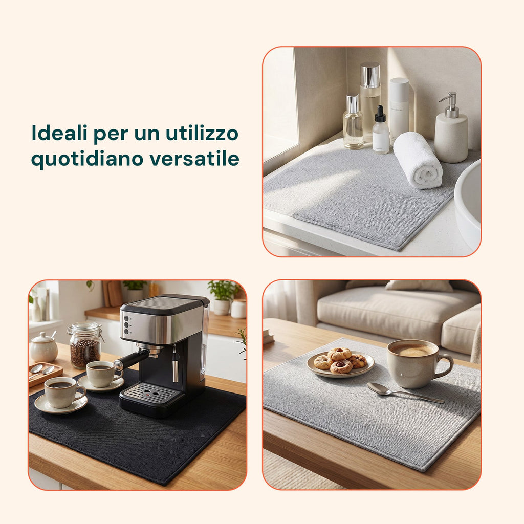 Scolapiatti in Poliestere e Spugna – Set 2 Tappetini Assorbenti per Casa e Cucina
