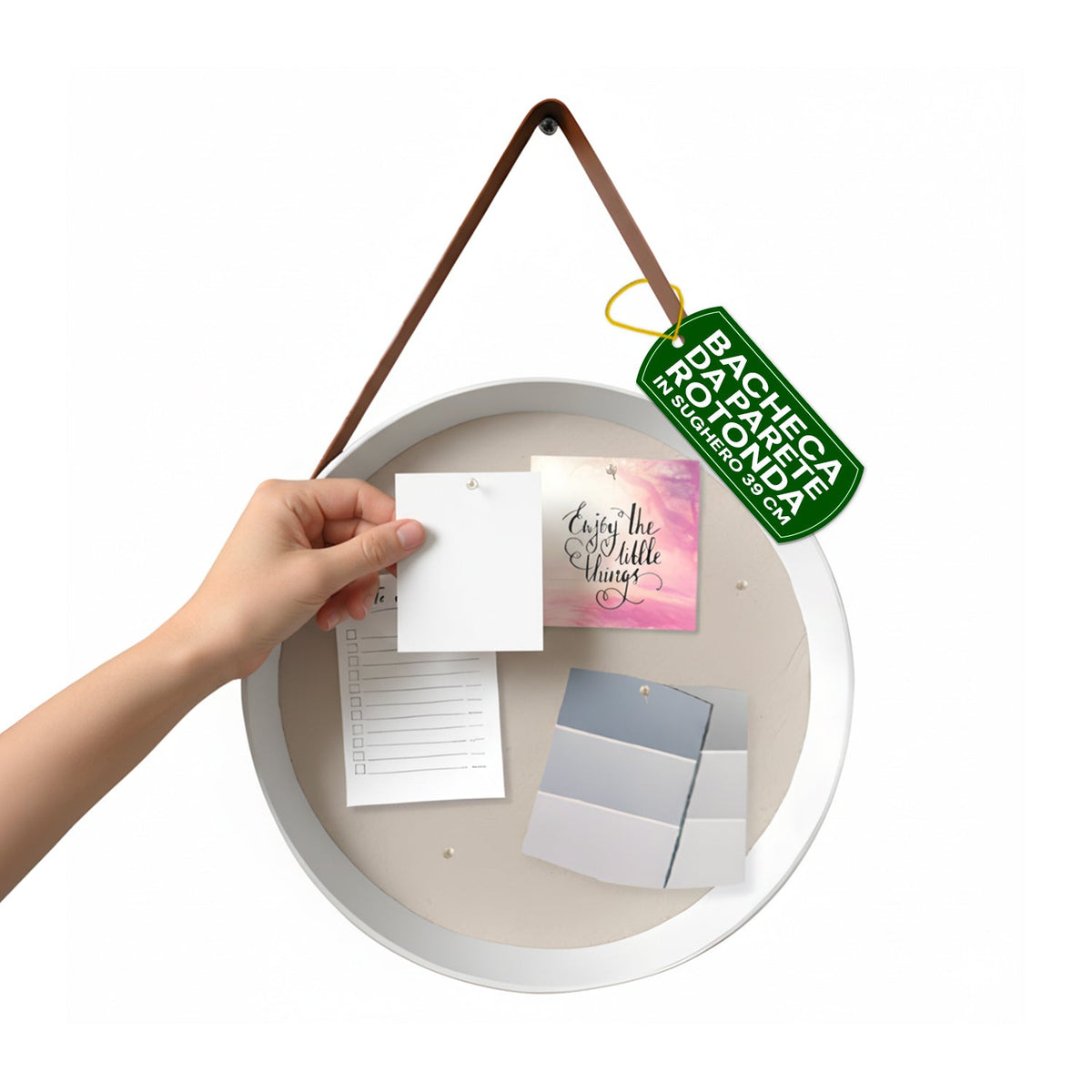 Bacheca in Sughero da Parete – Diametro 39 cm con Design Moderno