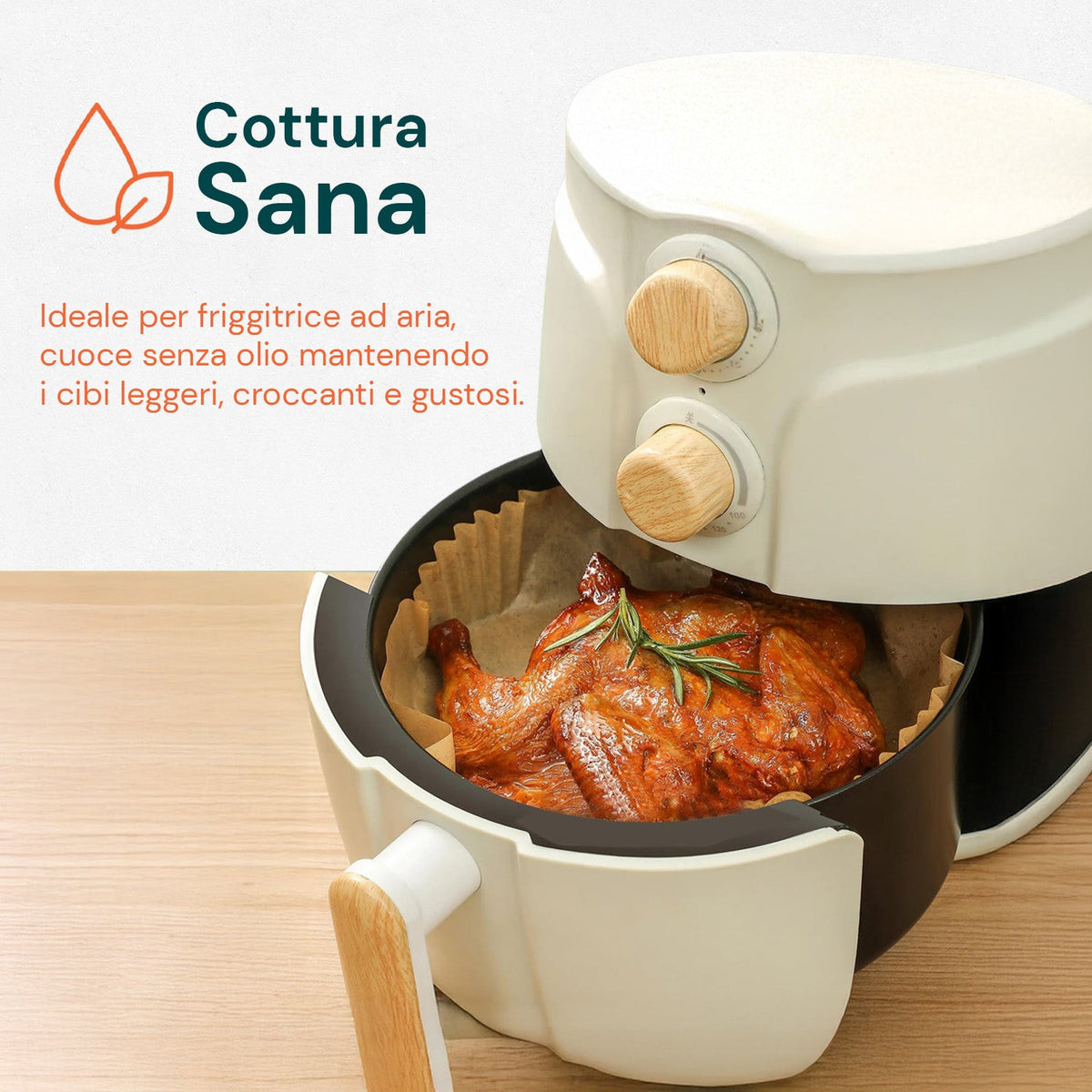Set 100 pz carta forno per friggitrice ad aria – Impermeabile e resistente al calore
