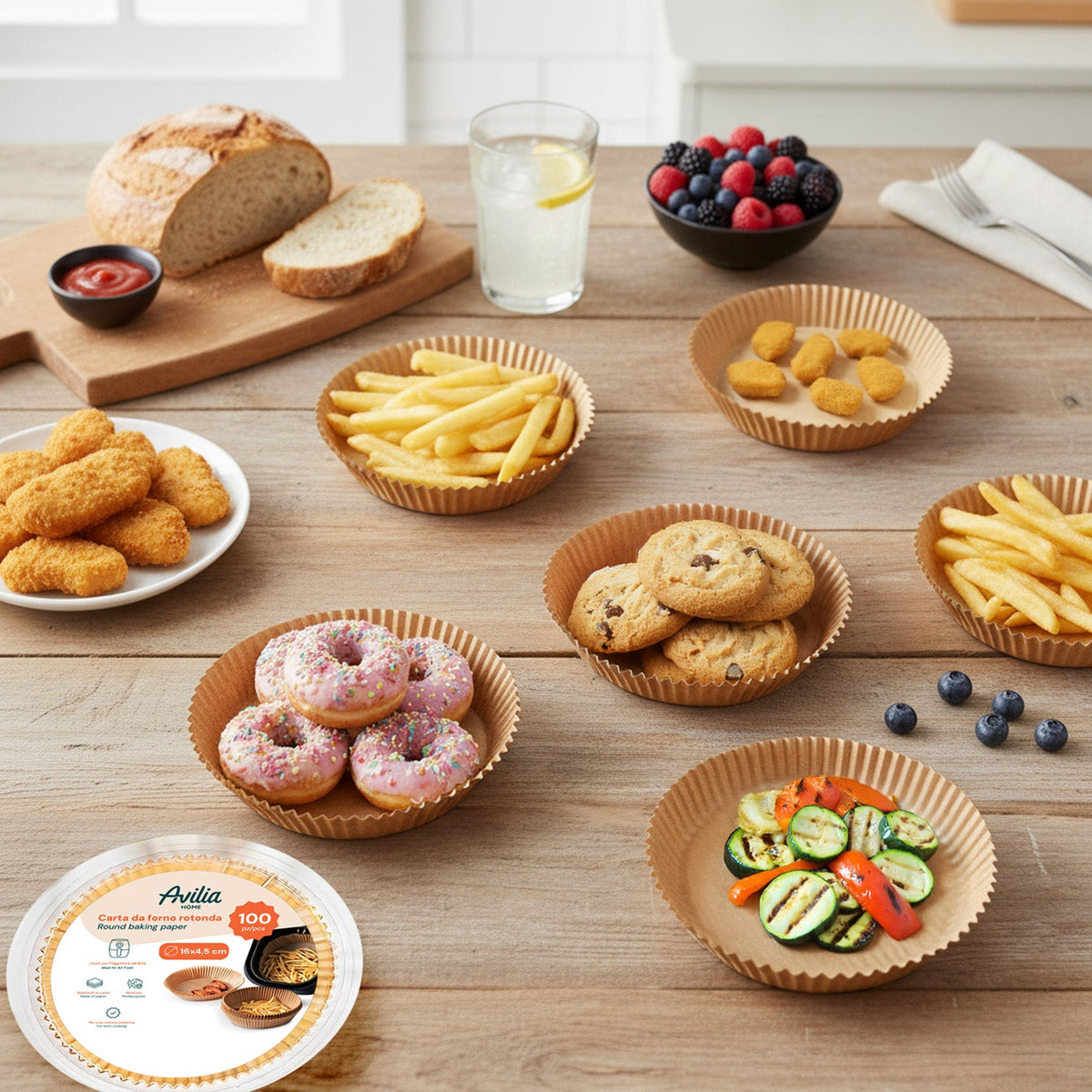 Set 100 pz carta forno per friggitrice ad aria – Impermeabile e resistente al calore