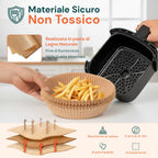 Set 100 pz carta forno per friggitrice ad aria – Impermeabile e resistente al calore