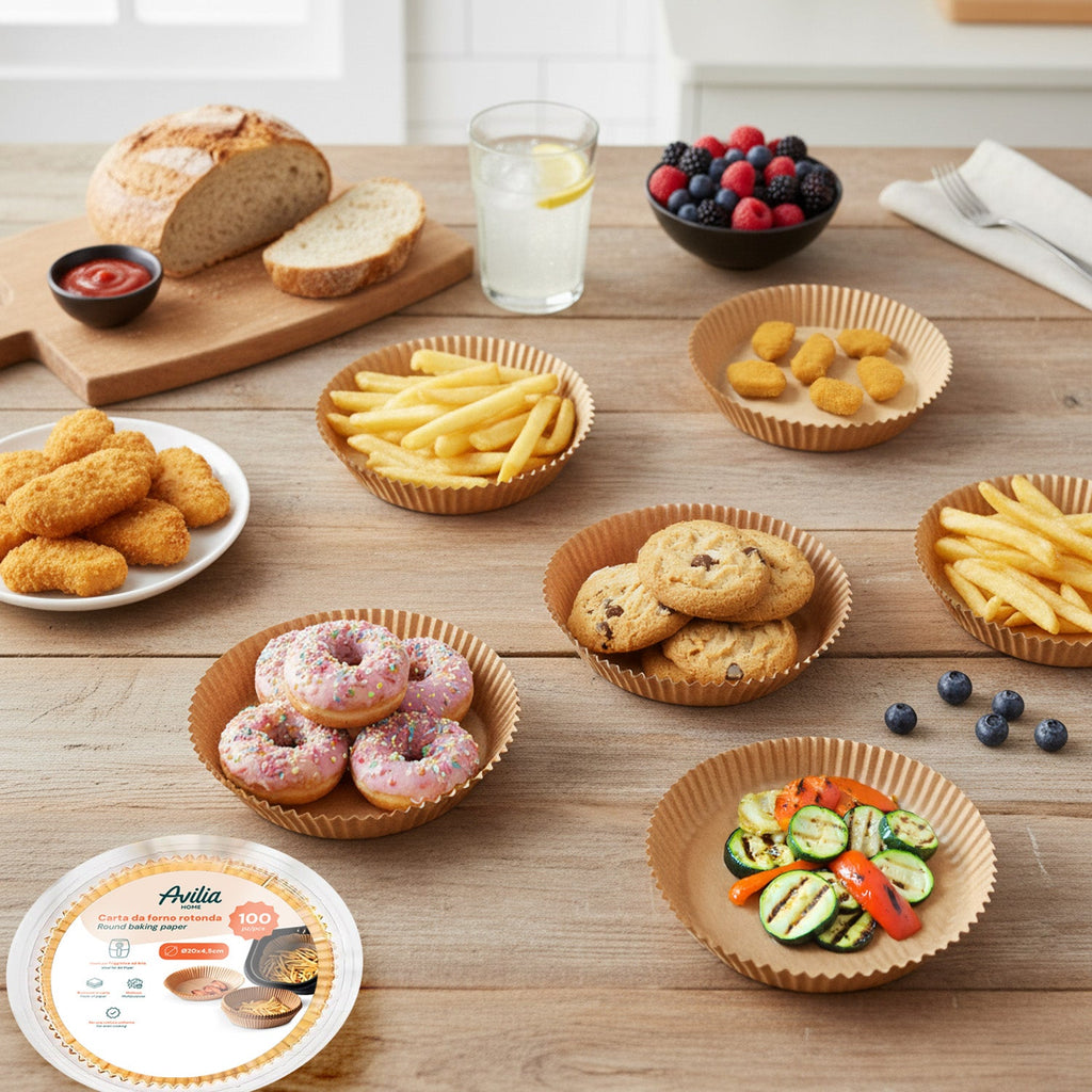 Set 100 pz carta forno per friggitrice ad aria – Impermeabile e resistente al calore