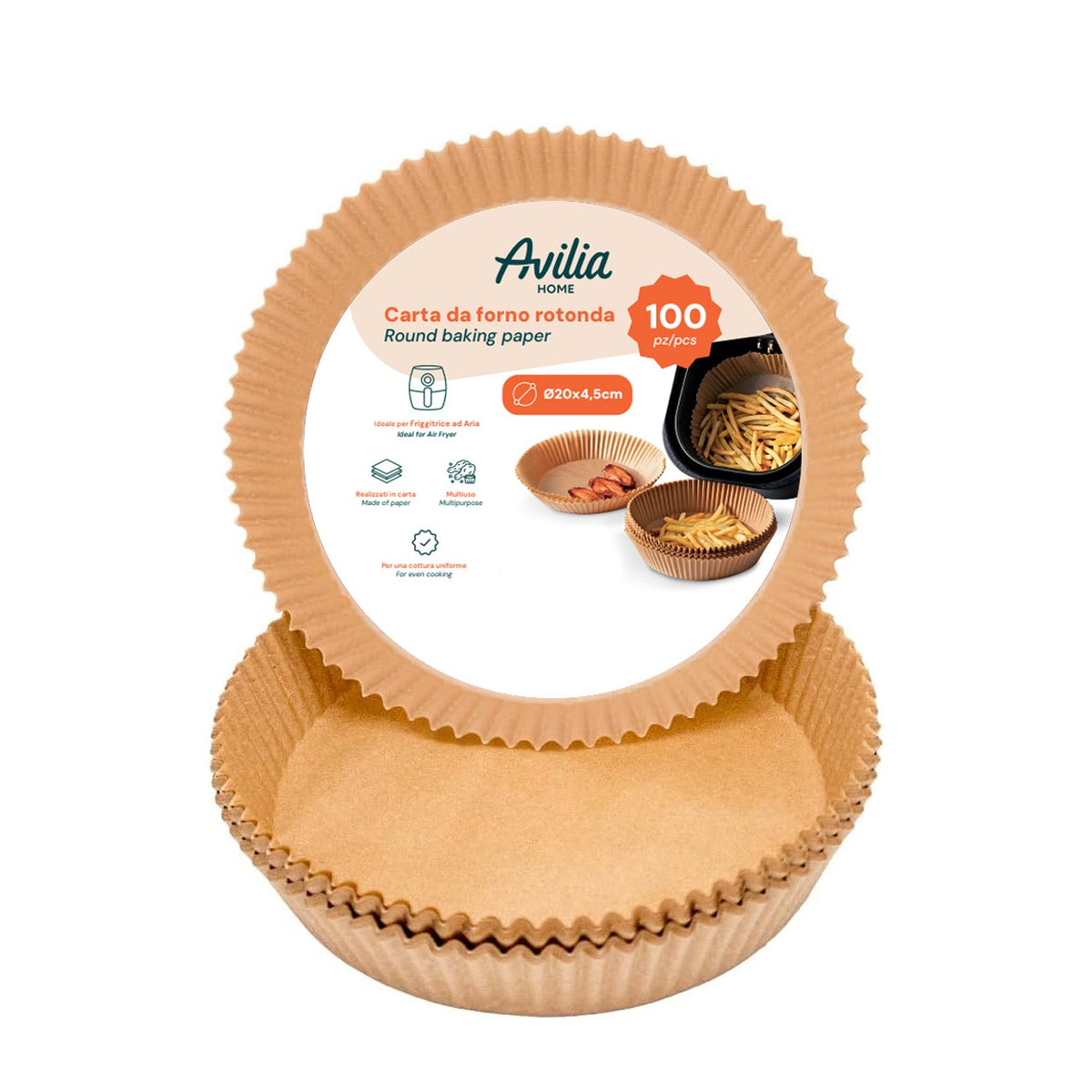 Set 100 pz carta forno per friggitrice ad aria – Impermeabile e resistente al calore