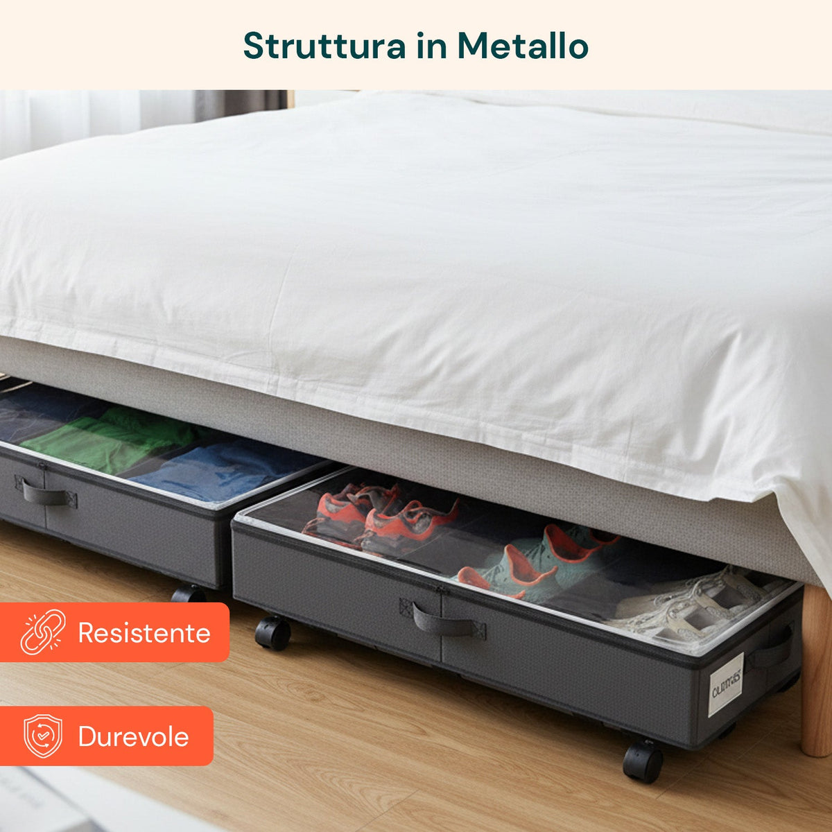 Contenitori Sottoletto con Ruote – Set 2 Pezzi XXL 54L Salvaspazio