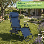 Sedia da giardino pieghevole con vassoio laterale – Portata 120 kg – Struttura in ferro e tessuto Teslin