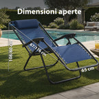 Sedia da giardino pieghevole con vassoio laterale – Portata 120 kg – Struttura in ferro e tessuto Teslin