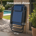 Sedia da giardino pieghevole con vassoio laterale – Portata 120 kg – Struttura in ferro e tessuto Teslin