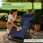Sedia da giardino pieghevole con vassoio laterale – Portata 120 kg – Struttura in ferro e tessuto Teslin