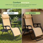 Sedia da giardino pieghevole con vassoio laterale – Portata 120 kg – Struttura in ferro e tessuto Teslin