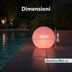 Lampada solare da giardino con telecomando, luci LED RGB+bianco, 8 ore, batteria agli ioni di litio, picchetto e pannello solare integrato