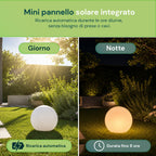 Lampada solare da giardino con telecomando, luci LED RGB+bianco, 8 ore, batteria agli ioni di litio, picchetto e pannello solare integrato