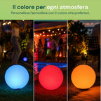 Lampada solare da giardino con telecomando, luci LED RGB+bianco, 8 ore, batteria agli ioni di litio, picchetto e pannello solare integrato