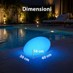 Lampada solare da giardino con telecomando, luci LED RGB+bianco, 8 ore, batteria agli ioni di litio, picchetto e pannello solare integrato