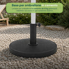 Base per Ombrellone in Cemento 12kg ø42cm Compatibile con Pali 38-48mm, Manopola di Bloccaggio Inclusa – Piedistallo Pesante per Giardino e Terrazzo