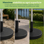 Base per Ombrellone in Cemento 12kg ø42cm Compatibile con Pali 38-48mm, Manopola di Bloccaggio Inclusa – Piedistallo Pesante per Giardino e Terrazzo