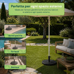 Base per Ombrellone in Cemento 12kg ø42cm Compatibile con Pali 38-48mm, Manopola di Bloccaggio Inclusa – Piedistallo Pesante per Giardino e Terrazzo