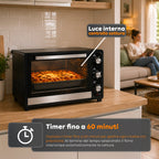 Forno Elettrico Ventilato 66 Litri 2200 Watt con Girarrosto e Accessori 5 Modalità di Cottura