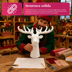 Testa di Cervo Decorativa Effetto Velluto 32x20x28h cm | Complemento d'Arredo Design Moderno in 6 Colori per Casa, Ufficio e Negozio