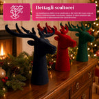 Testa di Cervo Decorativa Effetto Velluto 32x20x28h cm | Complemento d'Arredo Design Moderno in 6 Colori per Casa, Ufficio e Negozio