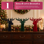 Testa di Cervo Decorativa Effetto Velluto 32x20x28h cm | Complemento d'Arredo Design Moderno in 6 Colori per Casa, Ufficio e Negozio