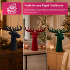Testa di Cervo Decorativa Effetto Velluto 32x20x28h cm | Complemento d'Arredo Design Moderno in 6 Colori per Casa, Ufficio e Negozio