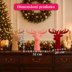 Testa di Cervo Decorativa Effetto Velluto 32x20x28h cm | Complemento d'Arredo Design Moderno in 6 Colori per Casa, Ufficio e Negozio