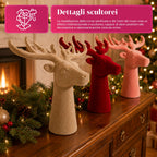 Testa di Cervo Decorativa Effetto Velluto 32x20x28h cm | Complemento d'Arredo Design Moderno in 6 Colori per Casa, Ufficio e Negozio