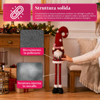 Gnomo natalizio estensibile 60-80 cm, soprammobile in tessuto tartan