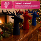 Testa di Cervo Decorativa Effetto Velluto 32x20x28h cm | Complemento d'Arredo Design Moderno in 6 Colori per Casa, Ufficio e Negozio