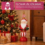Statuetta Natalizia 76 cm in Resina, Decorazione Babbo Natale e Soldatino Schiaccianoci, Bianco o Rosso