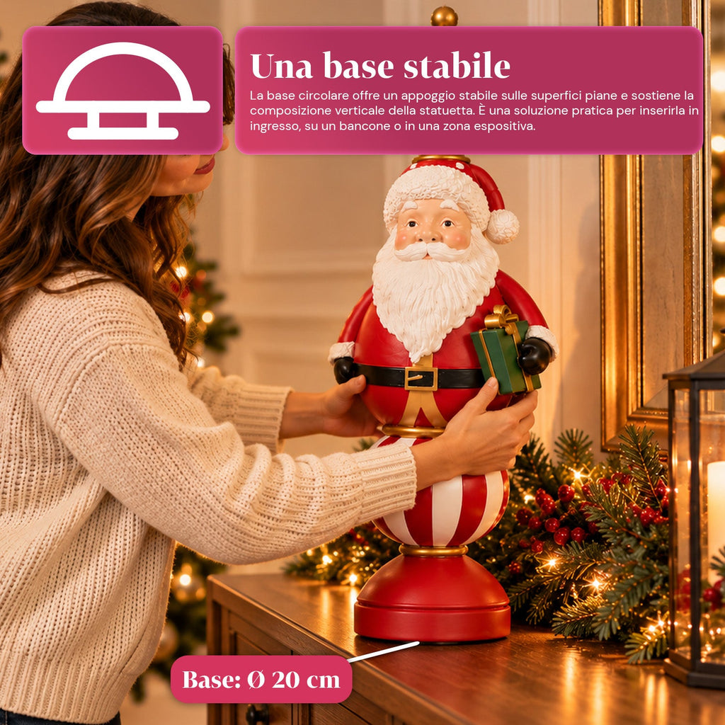 Statuetta Natalizia 76 cm in Resina, Decorazione Babbo Natale e Soldatino Schiaccianoci, Bianco o Rosso
