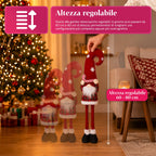Gnomo natalizio estensibile 60-80 cm, soprammobile in tessuto tartan