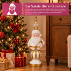 Statuetta Natalizia 76 cm in Resina, Decorazione Babbo Natale e Soldatino Schiaccianoci, Bianco o Rosso