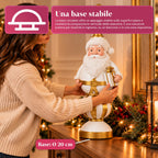 Statuetta Natalizia 76 cm in Resina, Decorazione Babbo Natale e Soldatino Schiaccianoci, Bianco o Rosso